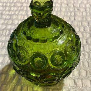 Elegant Vintage Green Glass Candy Dish